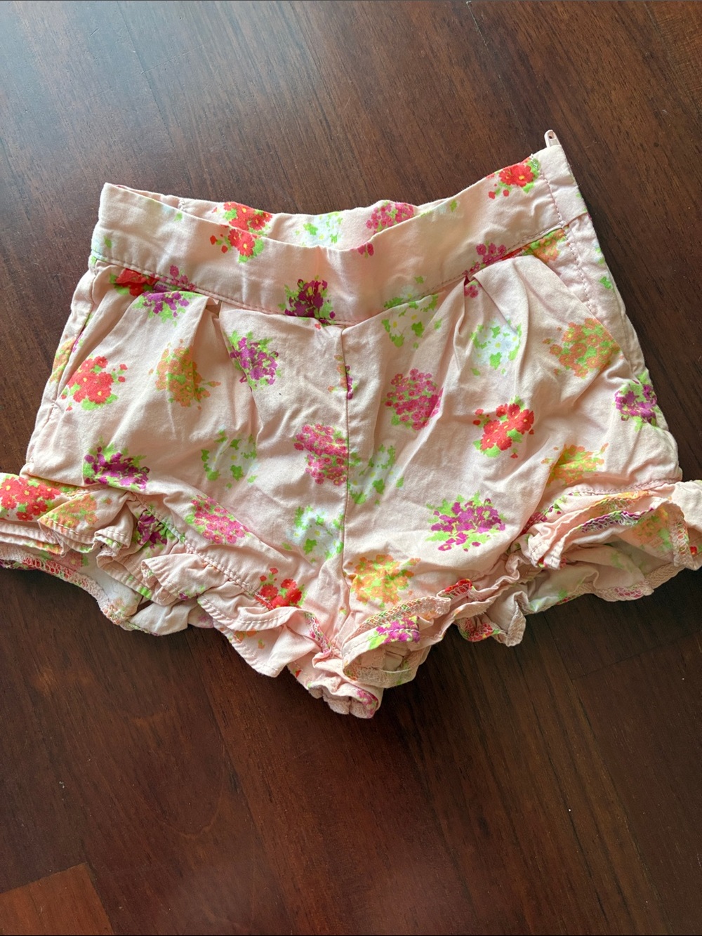 Janie and Jack Light Pink Floral Ruffle Shorts